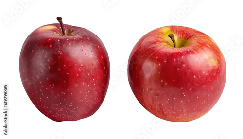 Two red apples isolated on transparent or white background