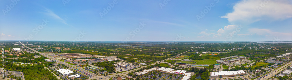 Aerial photo Jensen Beach High School and shopping plazas