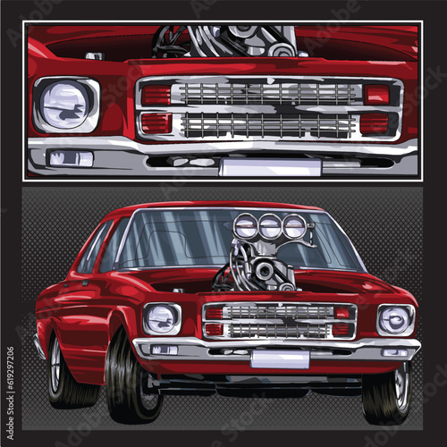 red drag race illustration isolated in black background for poster, t-shirt, graphic design, business element, and card