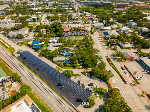 Aerial photo Electric Vehicle Charging Station Downtown Stuart Florida USA