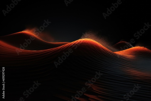 Abstract Light Orange wave on black background