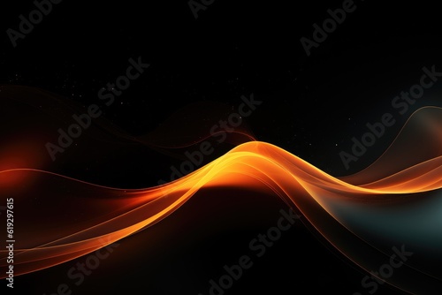 Abstract Light Orange wave on black background
