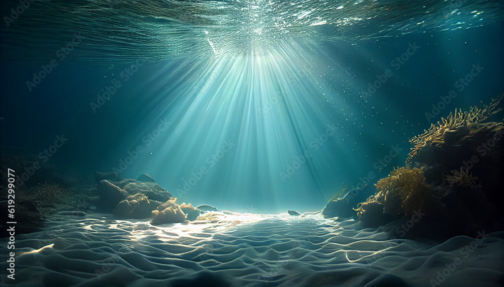 Underwater background deep blue sea and beautiful underwater Ai generated image