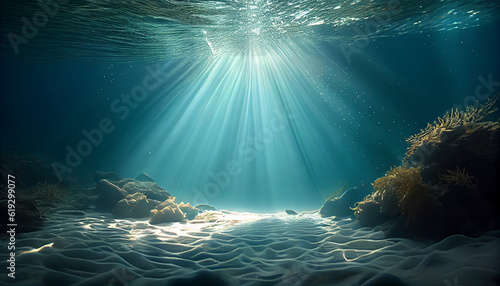 Underwater background deep blue sea and beautiful underwater Ai generated image