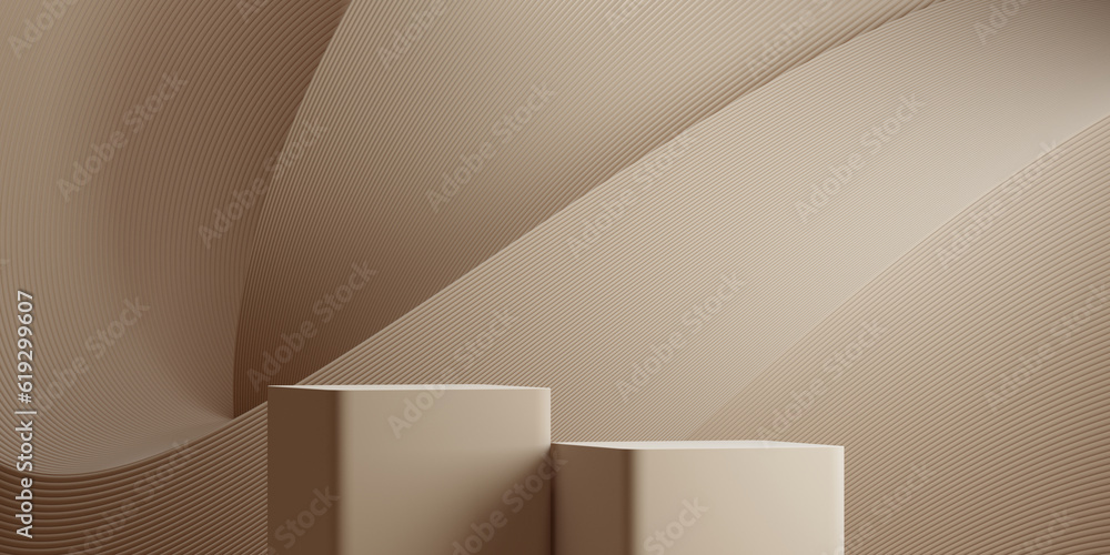 3d abstract background. 3d podium with brown for cosmetic, perfume and product presentation. 3d rendering illustration. 3d abstract background. 3d podium with brown for cosmetic, perfume and product presentation. 3d rendering illustration.