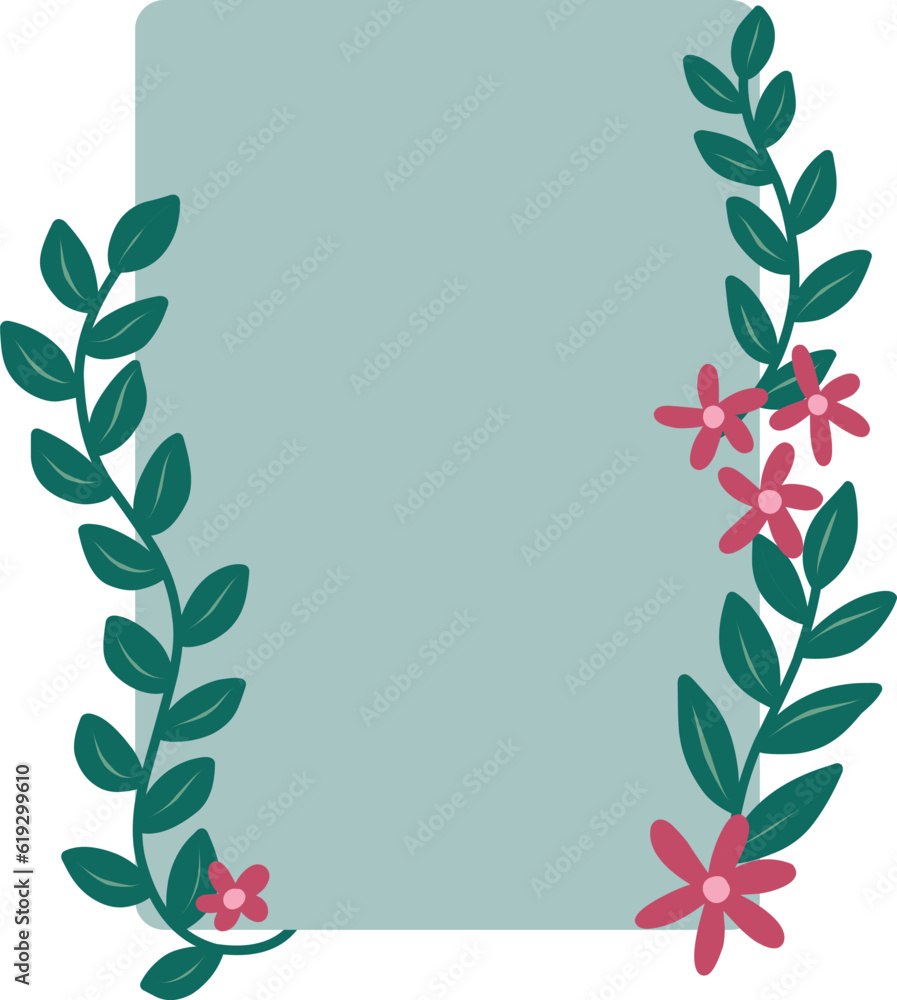 cute frame with flowers and leafs isolated icon vector illustration design