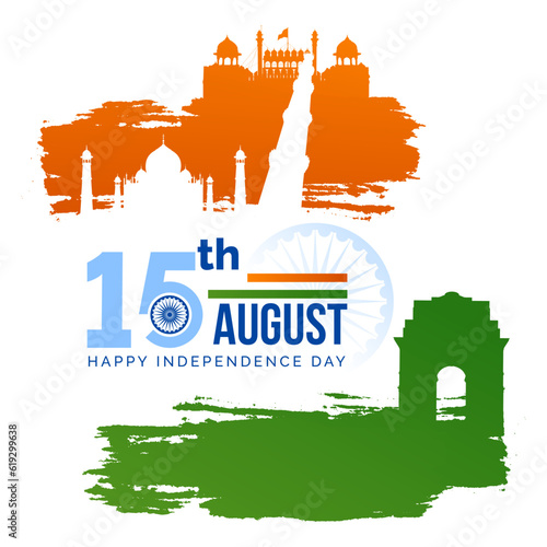 15th august independence day creative brush effect background