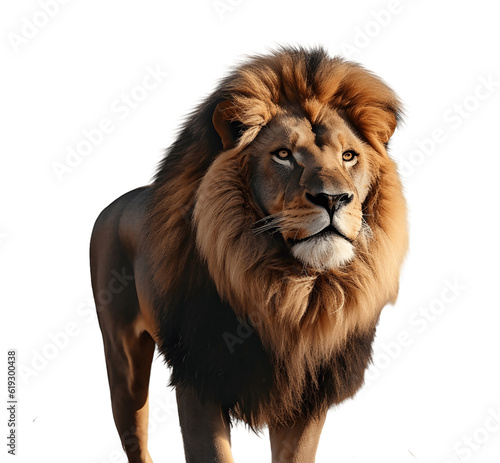 Lion king isolated on transparent background  Portrait Wildlife animal