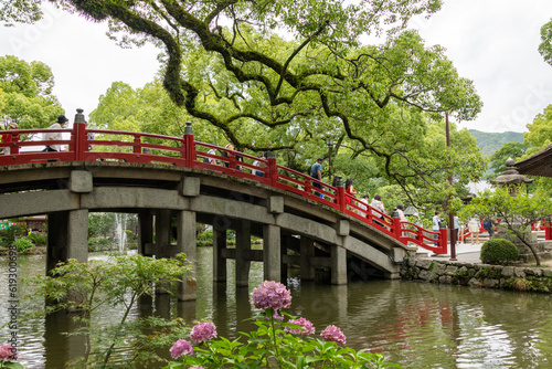 Taiko bridge over Shinji pond in Dazaifu Tenmangu shrine in Fukuoka, Japan photo