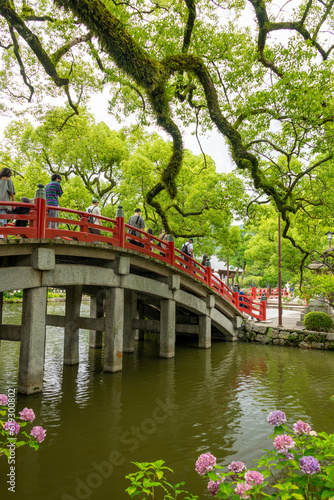 Taiko bridge over Shinji pond in Dazaifu Tenmangu shrine in Fukuoka, Japan
