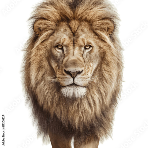 Lion king isolated on white background  Portrait Wildlife animal