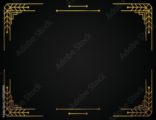 Golden luxury ornamental frame, Wedding, party, invitation background, Royal gold frame, antique, vintage gold style 125, abstract black gold.