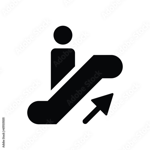 Going up escalator vector icon