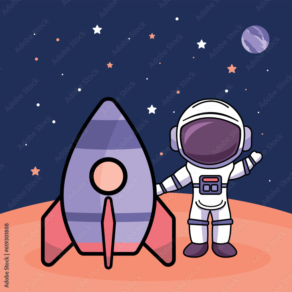 Fototapeta premium Cute astronaut in the starry space