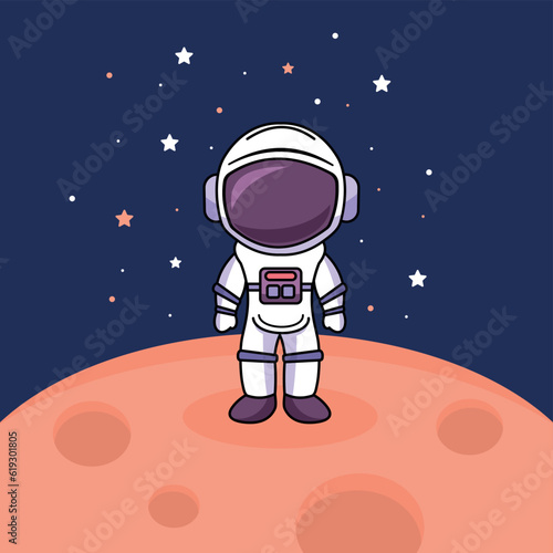 Cute astronaut in the starry space