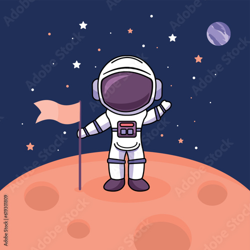 Cute astronaut in the starry space