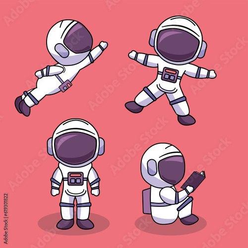 Cute astronaut in the starry space