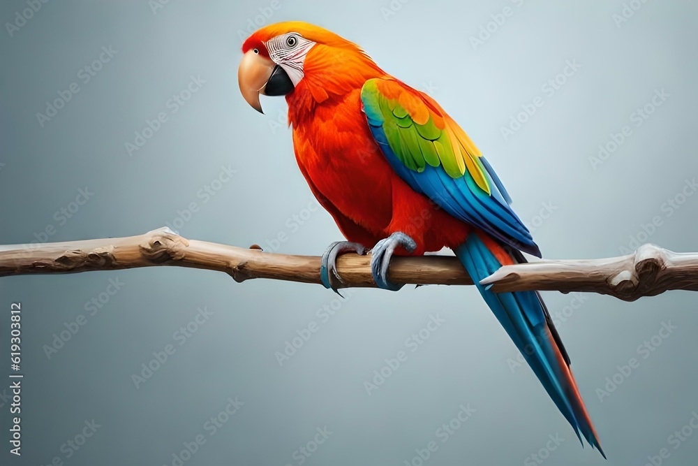 aweosome geomatric shape vector of parrot in red green and blue color genearive ai look 