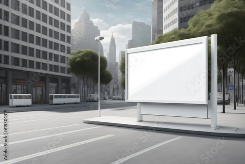 blank billboard with white space in the city made with Generative AI