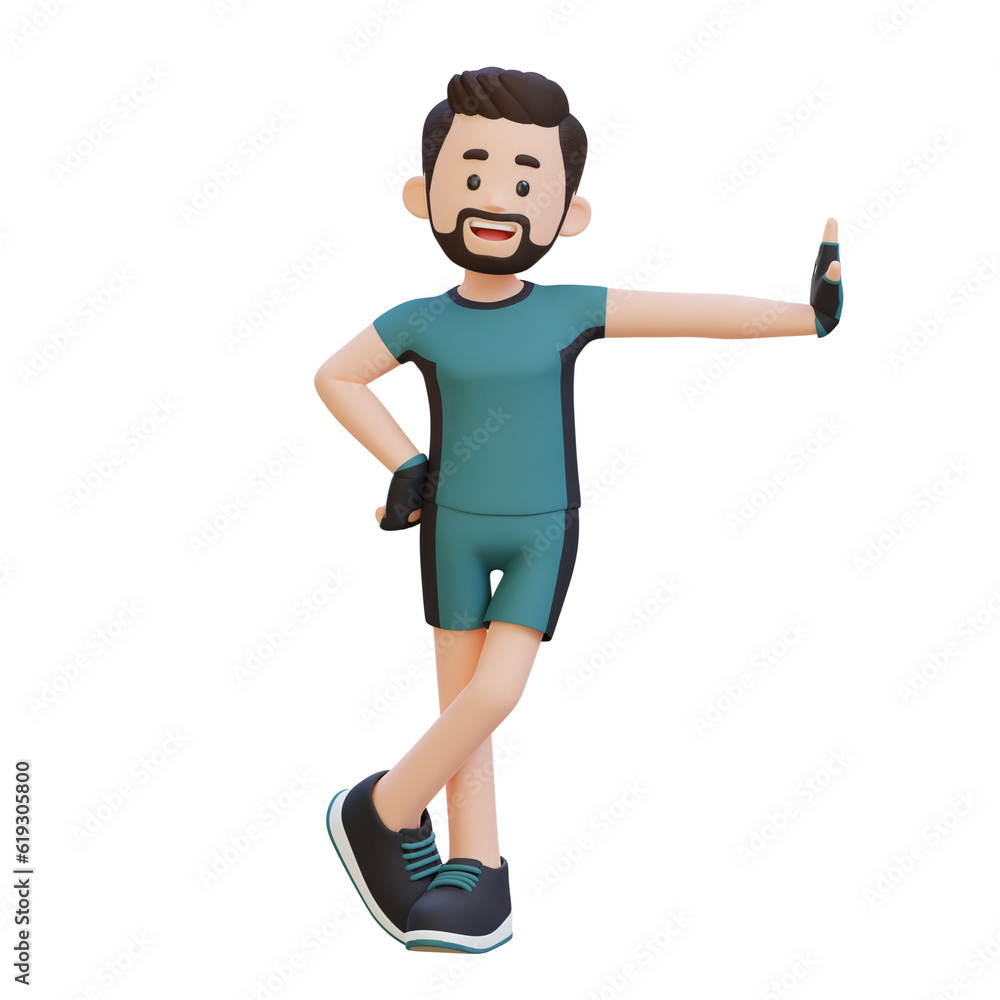 3D Sportsman Character Resting Against a Transparent Wall for a Futuristic Vibe 3D Sportsman Character Resting Against a Transparent Wall for a Futuristic Vibe
