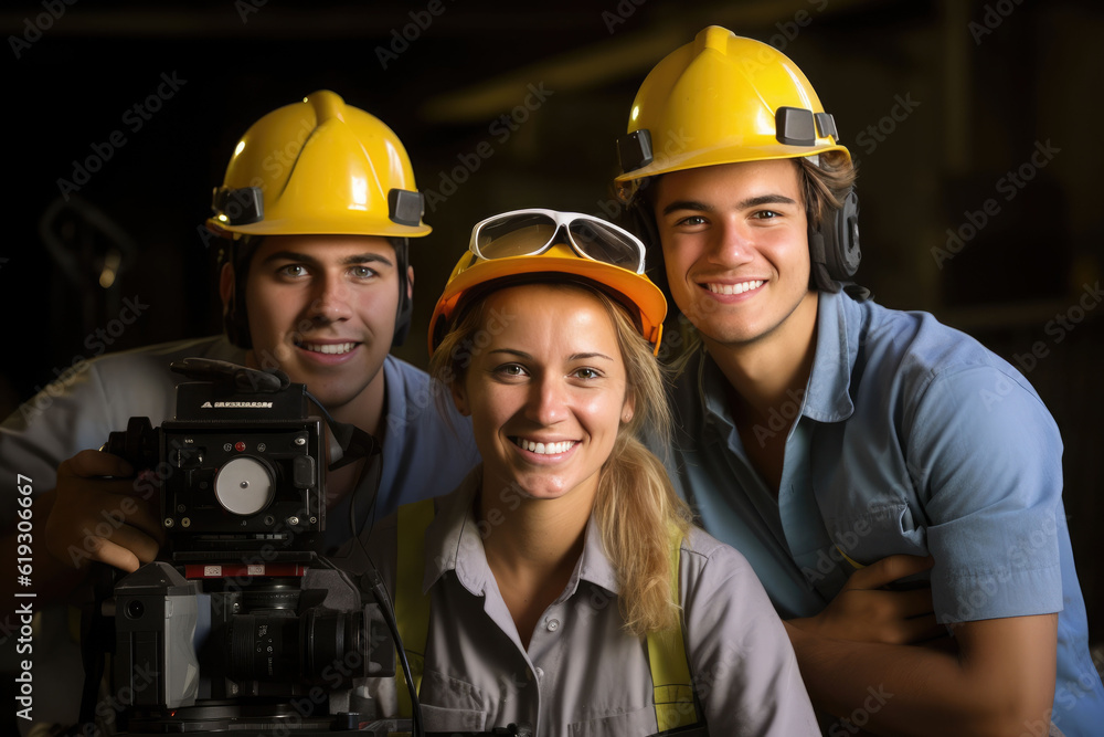 The construction workers' teamwork The construction workers' teamwork