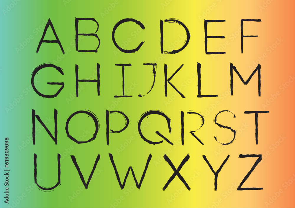 Stroke brush, grunge alphabet letters font