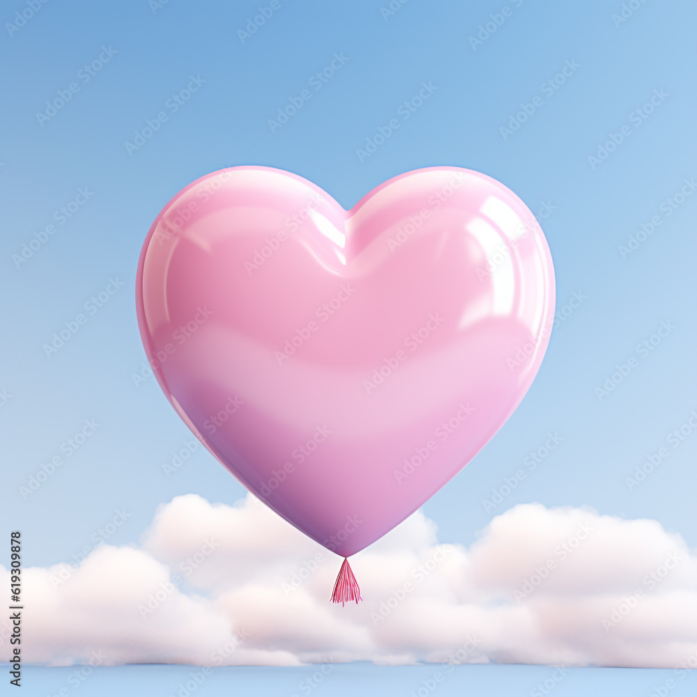 heart shaped balloons 3d render