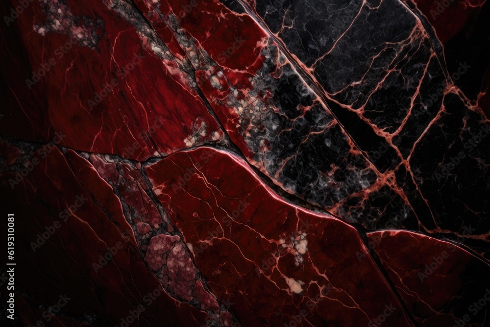 black and red marble wallpaper with a dark background. Generative AI
