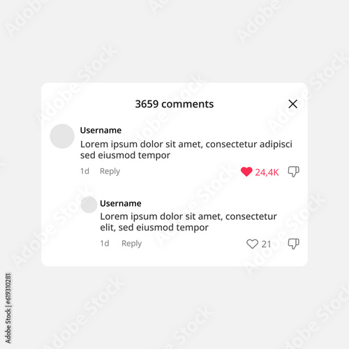 Mobile app. Comment window. Vector illustration.