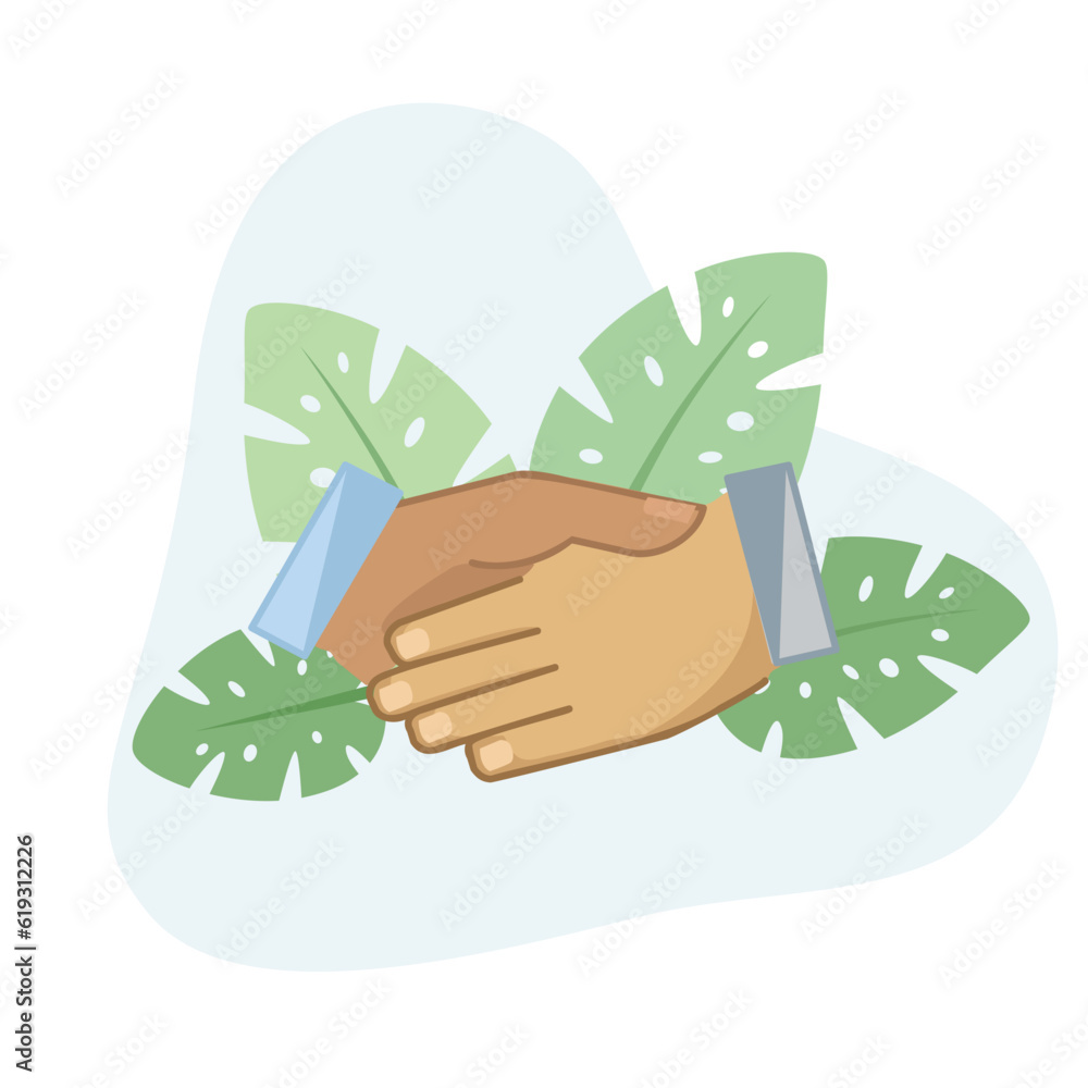 Handshake line icon inside circle, deal agreement salutation, team. Handshake line icon inside circle, deal agreement salutation, team.