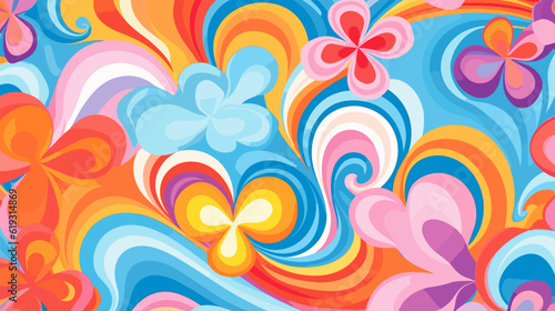 Groovy Hippie 70s Backgrounds: Retro Psychedelic Vector Texture