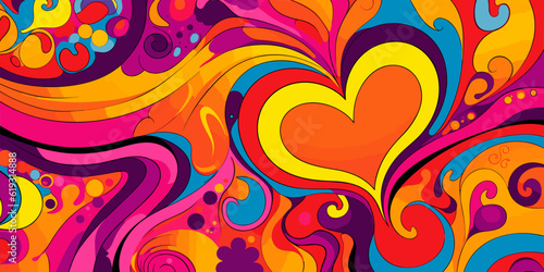 Groovy Hippie 70s Backgrounds: Retro Psychedelic Vector Texture