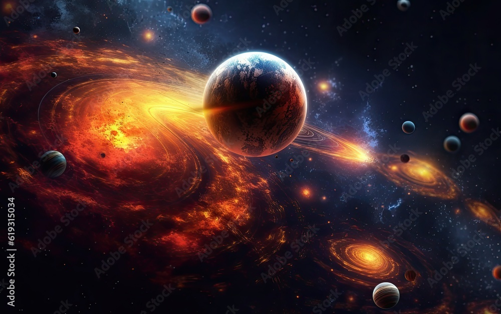 The planets in space.
