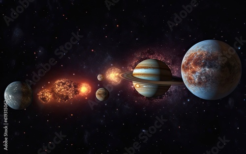 The planets in space.