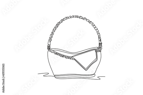 Single one line drawing Shopping bags and baskets concept. Continuous line draw design graphic vector illustration.