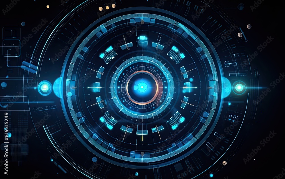 Abstract technology background with blue circles. Abstract technology background with blue circles.