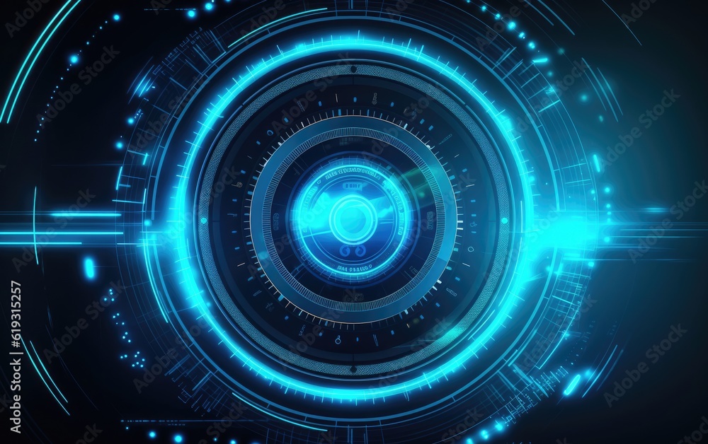 Abstract technology background with blue circles.