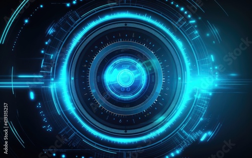 Abstract technology background with blue circles.