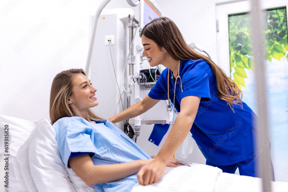 Young woman laying on bed at hospital ward. medicine, health care and quarantine concept. female patient lying in bed in hospital ward Young woman laying on bed at hospital ward. medicine, health care and quarantine concept. female patient lying in bed in hospital ward