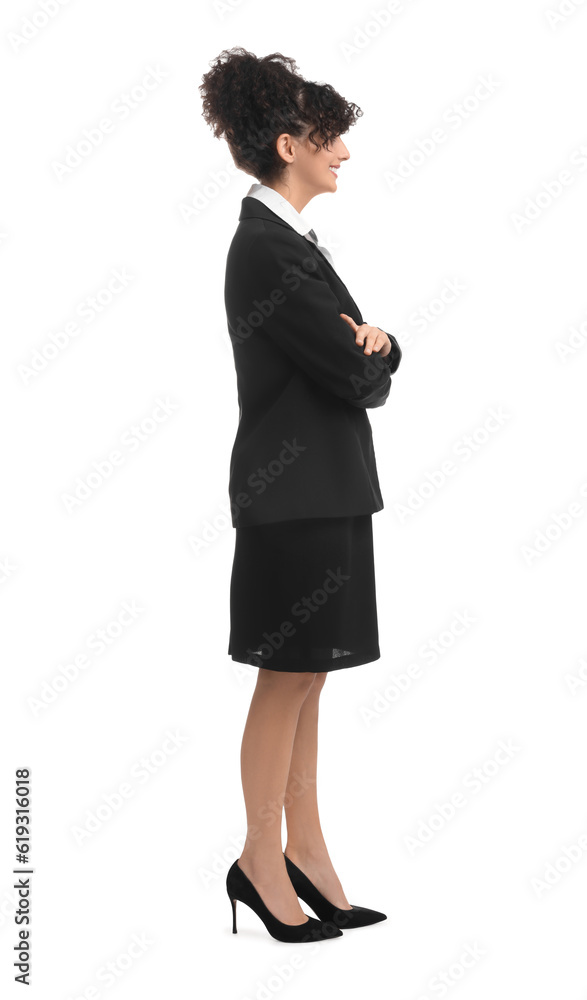 Young businesswoman in suit standing on white background Young businesswoman in suit standing on white background