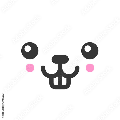 Foolish kawaii cute emotion face, emoticon vector icon