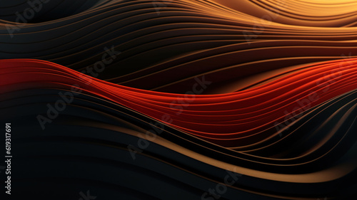 Abstract dark background, graphic design smooth black-red lines backdrop