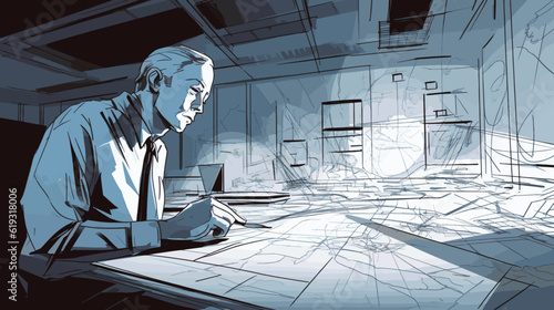 A creative and visionary vector illustration of an architect
