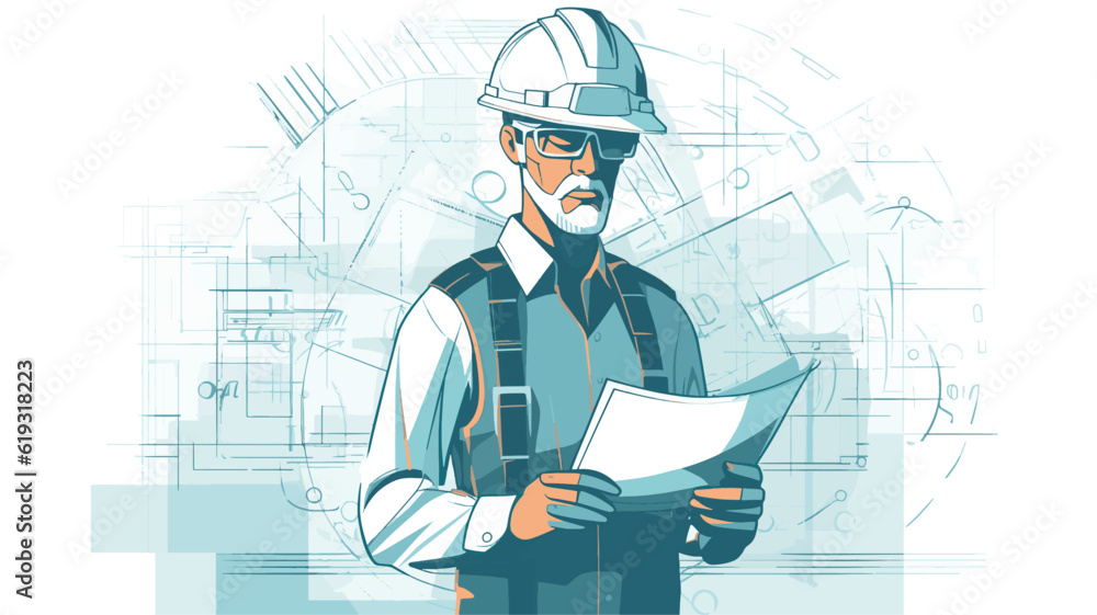 A skilled and innovative vector illustration of an engineer A skilled and innovative vector illustration of an engineer
