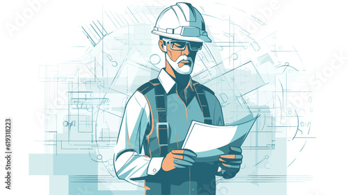 A skilled and innovative vector illustration of an engineer