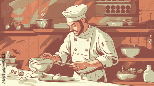 A skilled and passionate vector illustration of a chef.
