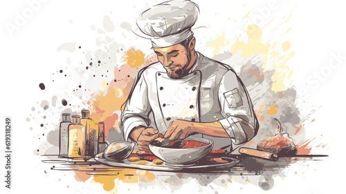 A skilled and passionate vector illustration of a chef.