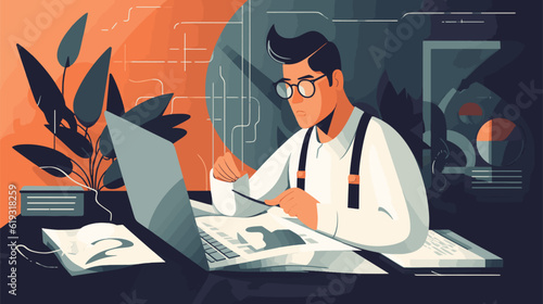 A trustworthy and knowledgeable vector illustration of an accountant.