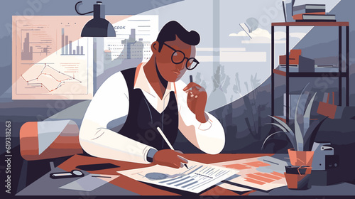 A trustworthy and knowledgeable vector illustration of an accountant.