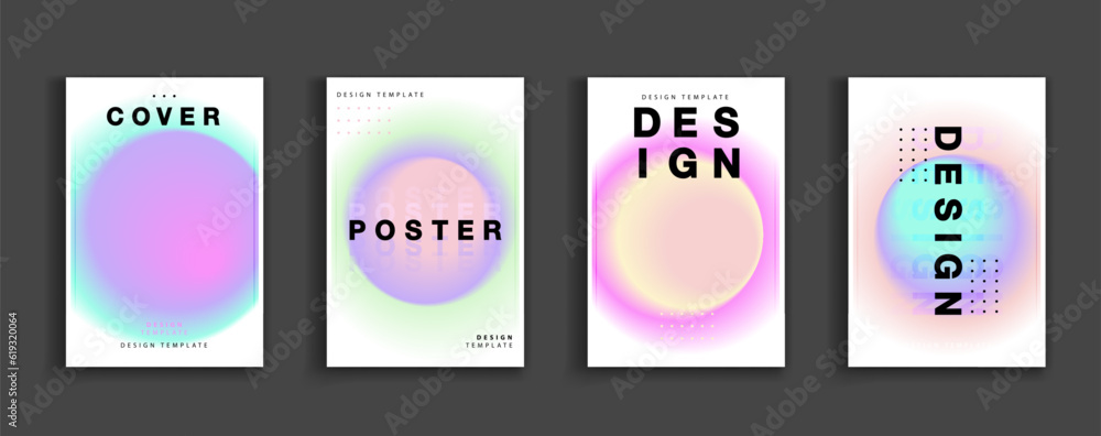 Vibrant minimal poster collection with abstract gradient circles. backgrounds color gradient. applicable for banner design, cover, invitation, party flyer, app, web design, webpages, vector design